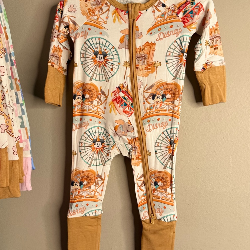 Disney Kids One Piece Pajama - Orange and Cream bamboo